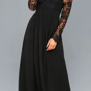 Lulus Dresses Lulus Awaken My Love Black Long Sleeve Lace Maxi Dress Poshmark